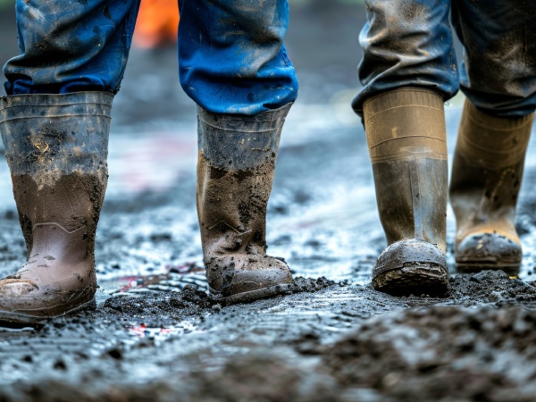 Botas llenas de barro
