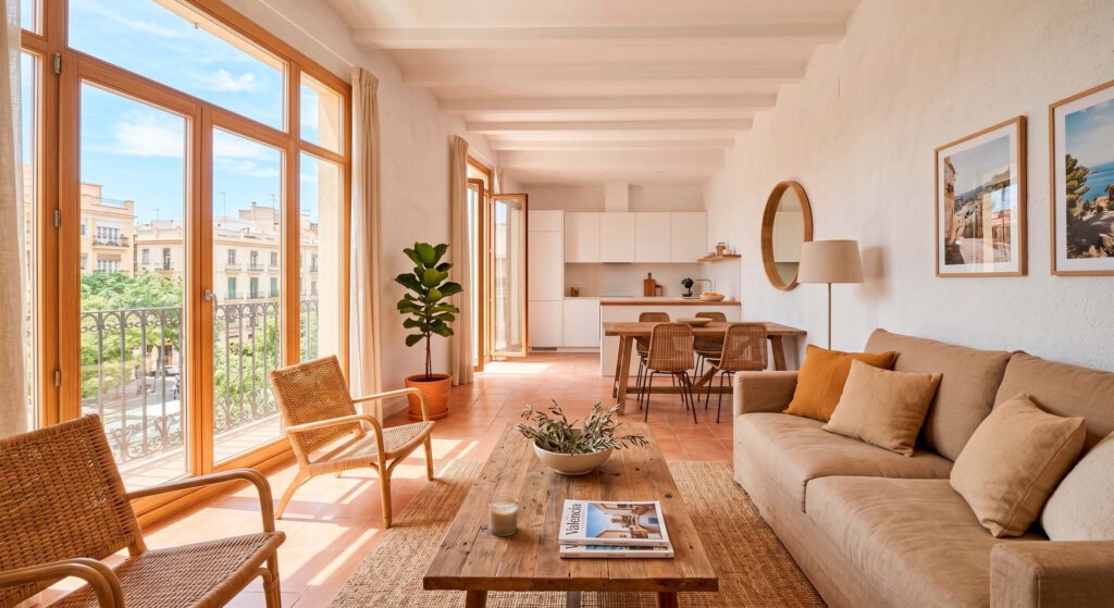 casa sin venderse en Valencia salón vacío luz natural